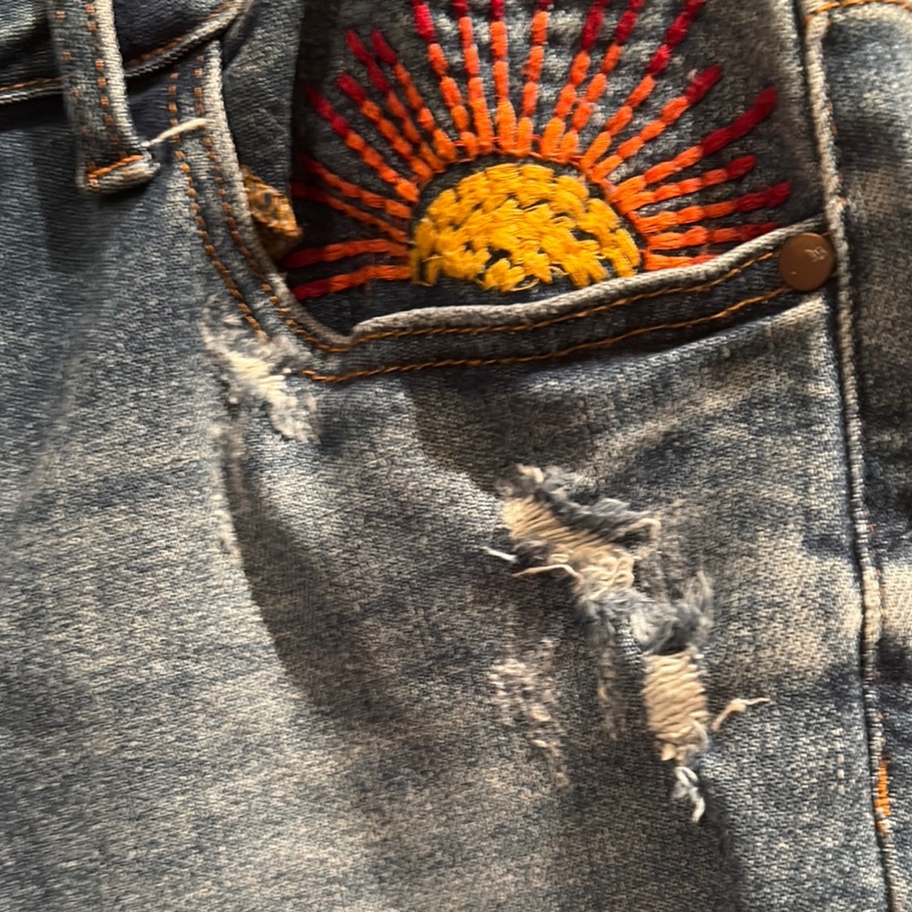 Judy Blue Red Jean Shorts Distressed Cut-Off Style - Picture 3 of 7